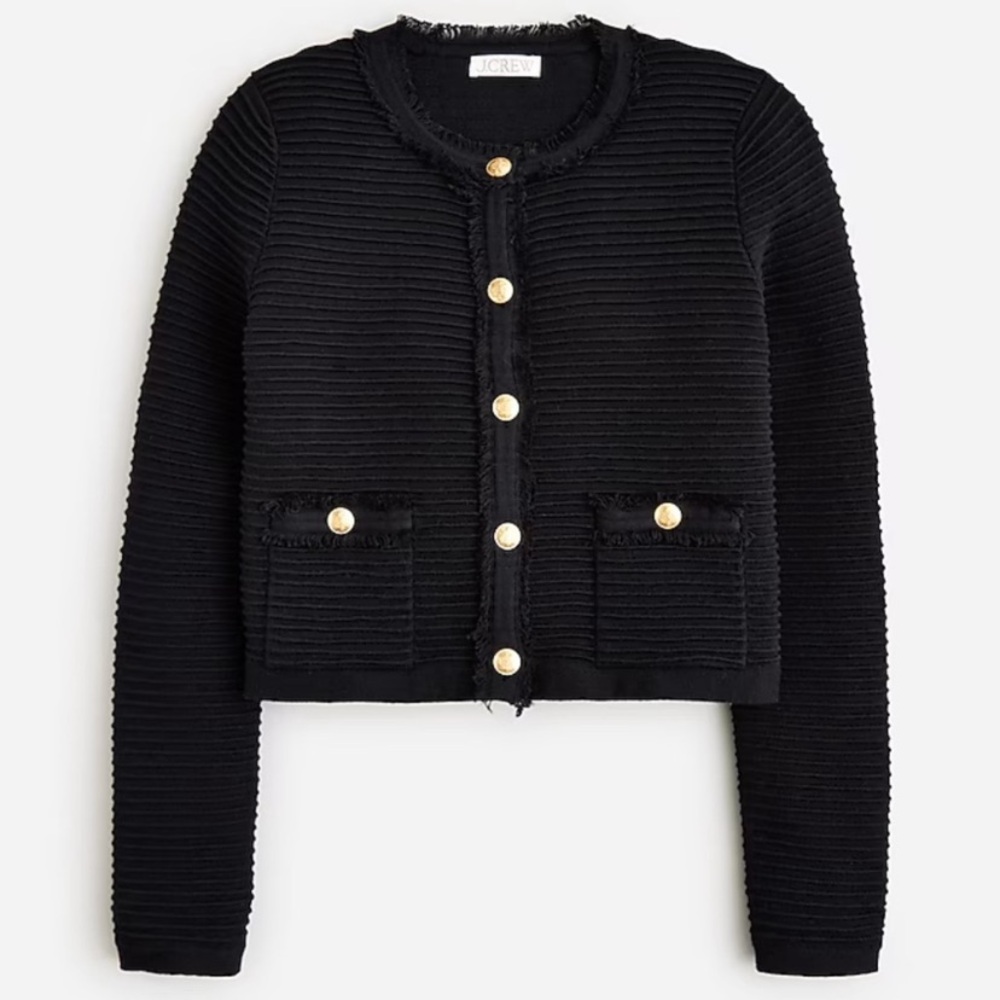 J. Crew Black Textured Blazer with Gold Buttons